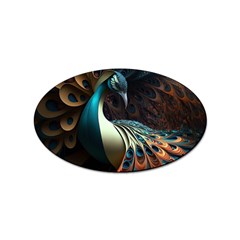Peacock Bird Feathers Plumage Colorful Texture Abstract Sticker Oval (100 Pack) by Wav3s