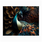 Peacock Bird Feathers plumage Colorful Texture Abstract Small Glasses Cloth Front