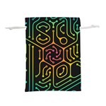 Circuit Hexagonal Geometric Pattern Background Pattern Lightweight Drawstring Pouch (S) Front