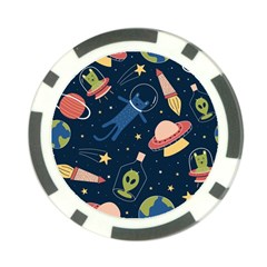 Seamless-pattern-with-funny-aliens-cat-galaxy Poker Chip Card Guard (10 Pack) by Wav3s