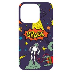 Vector Flat Space Design Background With Text Iphone 14 Pro Black Uv Print Case by Wav3s