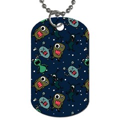 Monster-alien-pattern-seamless-background Dog Tag (two Sides) by Wav3s