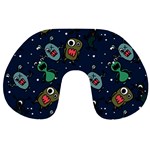 Monster-alien-pattern-seamless-background Travel Neck Pillow Back