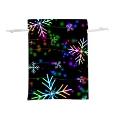Snowflakes Snow Winter Christmas Lightweight Drawstring Pouch (m) by Ndabl3x