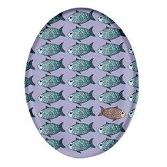 Fishes Pattern Background Theme Art Oval Glass Fridge Magnet (4 Pack) by Vaneshop