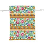 Flower Fabric Design Lightweight Drawstring Pouch (XL) Front