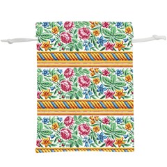 Flower Fabric Design Lightweight Drawstring Pouch (xl) by Vaneshop