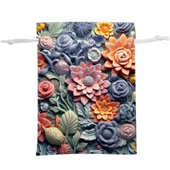 3d Flower Bloom Embossed Pattern Lightweight Drawstring Pouch (xl) by Vaneshop