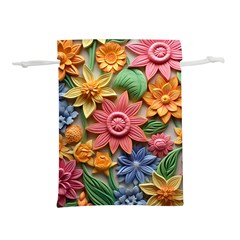 Flower Bloom Embossed Pattern Lightweight Drawstring Pouch (m) by Vaneshop