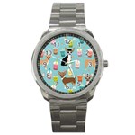 Chihuahua Bubble Kawaii Boba Tea Cute Dog Sport Metal Watch Front