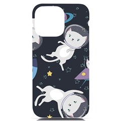 Space Cat Illustration Pattern Astronaut Iphone 14 Pro Max Black Uv Print Case by Wav3s