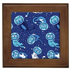 Cat Spacesuit Space Suit Astronaut Pattern Framed Tile by Wav3s