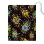Pattern Feather Peacock Drawstring Pouch (4XL) Front