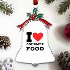 I Love Gourmet Food Metal Holly Leaf Bell Ornament by ilovewhateva