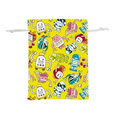 Robot Pattern Lego Lightweight Drawstring Pouch (l) by Cowasu