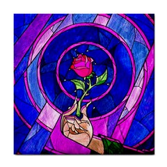 Stained Glass Rose Tile Coaster by Cowasu