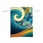 Waves Wave Ocean Sea Abstract Whimsical Abstract Art Lightweight Drawstring Pouch (S) Back