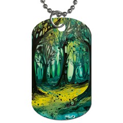 Ai Generated Trees Forest Mystical Forest Nature Art Dog Tag (two Sides) by Ndabl3x