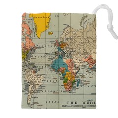 Vintage World Map Drawstring Pouch (4xl) by Cowasu