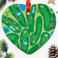 Golf Course Par Golf Course Green Heart Ornament (two Sides) by Cowasu