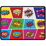Pop Art Comic Vector Speech Cartoon Bubbles Popart Style With Humor Text Boom Bang Bubbling Expressi Two Sides Fleece Blanket (Large) 80 x60  Blanket Front