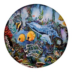 Colorful Aquatic Life Wall Mural Round Glass Fridge Magnet (4 Pack) by Simbadda