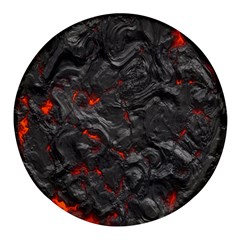 Volcanic Lava Background Effect Round Glass Fridge Magnet (4 Pack) by Simbadda