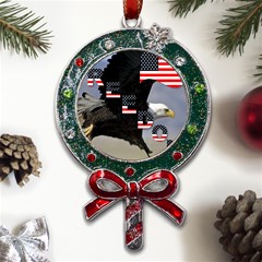 Freedom Patriotic American Usa Metal X mas Lollipop With Crystal Ornament by Ravend