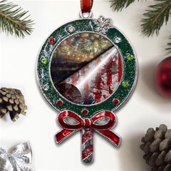 Independence Day July 4th Metal X mas Lollipop With Crystal Ornament by Ravend