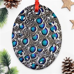 Peacock Pattern Close Up Plumage Ornament (oval Filigree) by Celenk