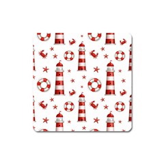 Nautical-seamless-pattern Square Magnet by uniart180623
