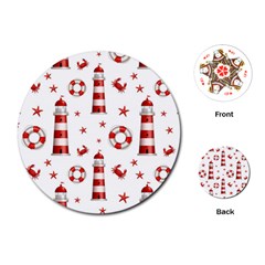 Nautical-seamless-pattern Playing Cards Single Design (round) by uniart180623