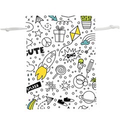 Set-cute-colorful-doodle-hand-drawing Lightweight Drawstring Pouch (xl) by uniart180623