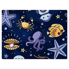Marine-seamless-pattern-thin-line-memphis-style Two Sides Premium Plush Fleece Blanket (extra Small) by uniart180623
