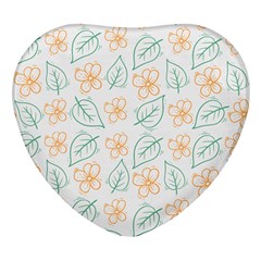 Hand-drawn-cute-flowers-with-leaves-pattern Heart Glass Fridge Magnet (4 Pack) by uniart180623