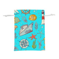 Colored-sketched-sea-elements-pattern-background-sea-life-animals-illustration Lightweight Drawstring Pouch (s) by uniart180623
