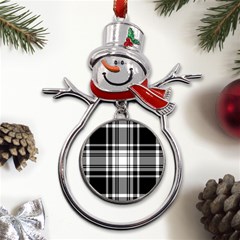 Pixel-background-design-modern-seamless-pattern-plaid-square-texture-fabric-tartan-scottish-textile- Metal Snowman Ornament by uniart180623