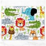 Seamless-pattern-vector-with-animals-cartoon Rectangular Jigsaw Puzzl Front