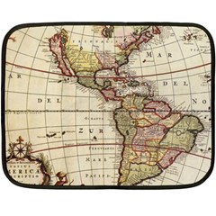 Vintage World Map Old  Globe Antique America Fleece Blanket (mini) by uniart180623