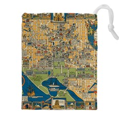 Vintatge Map Of Washington Dc Drawstring Pouch (4xl) by uniart180623