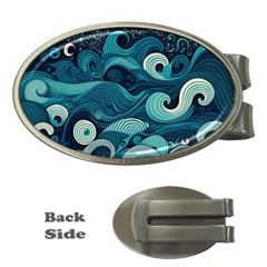 Waves Ocean Sea Abstract Whimsical Abstract Art Money Clips (oval)  by uniart180623