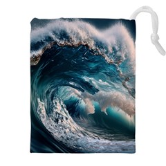 Tsunami Waves Ocean Sea Water Rough Seas Drawstring Pouch (4xl) by uniart180623