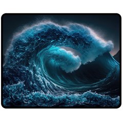 Tsunami Waves Ocean Sea Water Rough Seas Two Sides Fleece Blanket (medium) by uniart180623