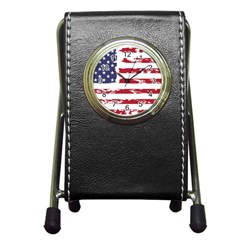 Flag Usa Unite Stated America Pen Holder Desk Clock by uniart180623