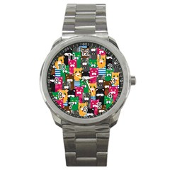 Cat Funny Colorful Pattern Sport Metal Watch by uniart180623