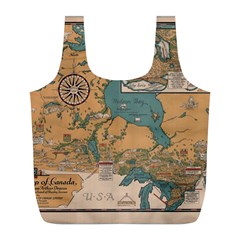 World Map Travel Pattern Architecture Full Print Recycle Bag (l) by uniart180623