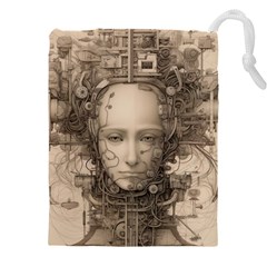 Cyborg Robot Future Drawing Poster Drawstring Pouch (4xl) by Ravend