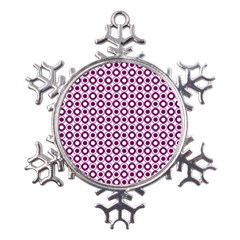 Mazipoodles Magenta White Donuts Polka Dot Metal Large Snowflake Ornament by Mazipoodles
