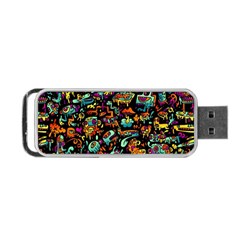 Cartoon Monster Pattern Abstract Background Portable Usb Flash (one Side) by uniart180623
