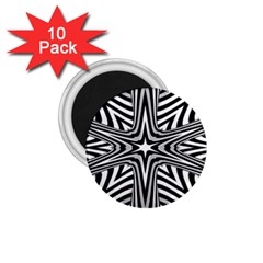 Fractal Star Mandala Black And White 1 75  Magnets (10 Pack)  by uniart180623